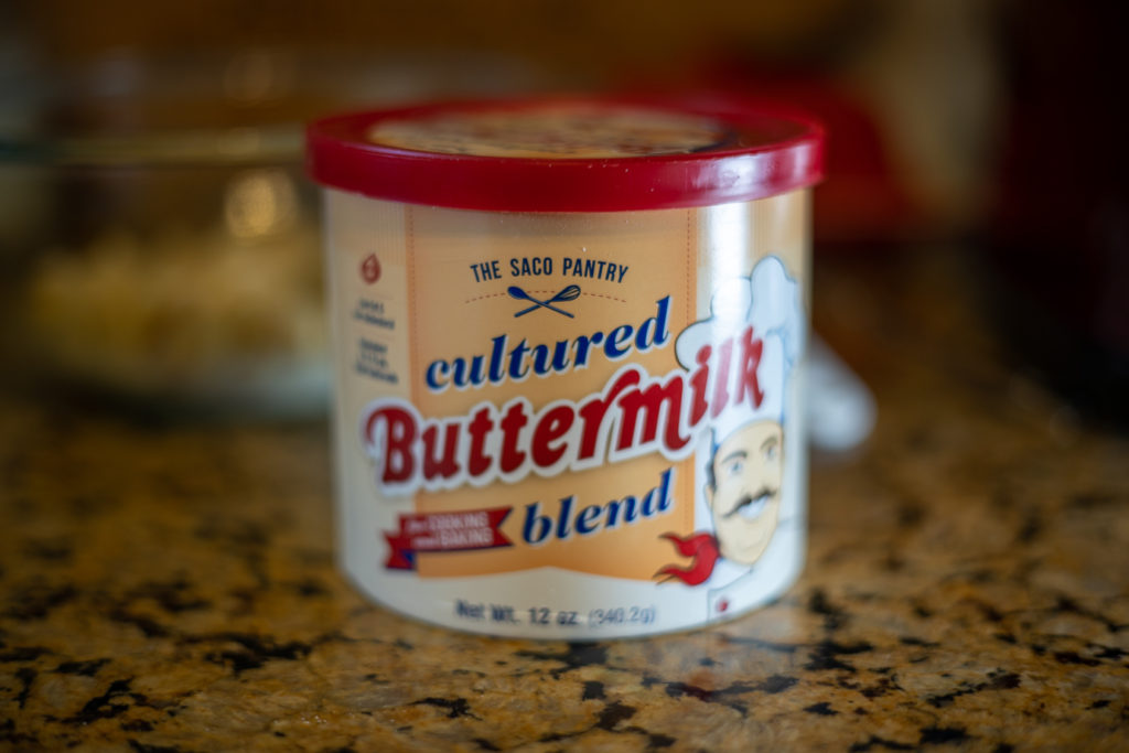 a container of the Saco Pantry cultured buttermilk blend